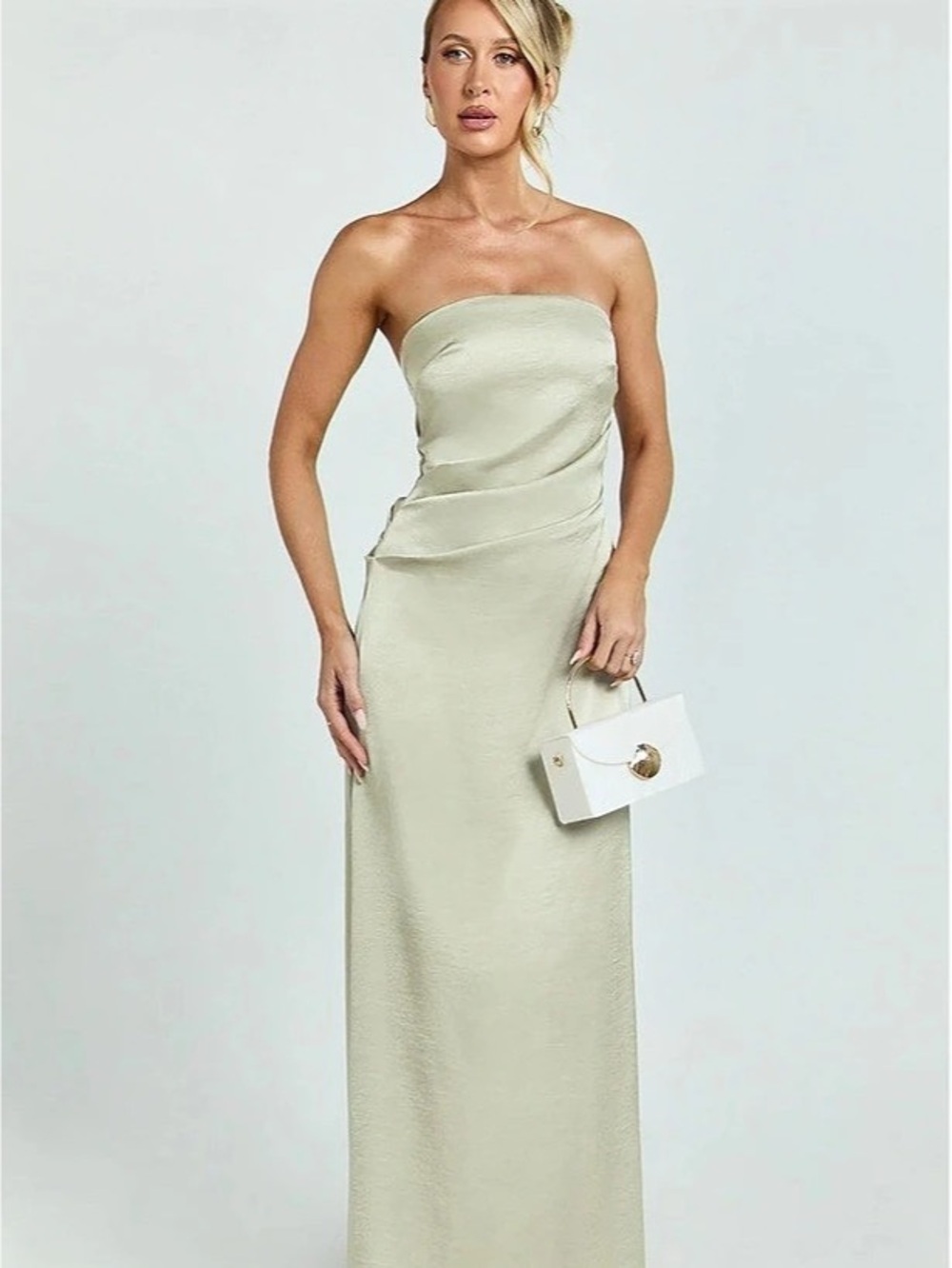 Showpo Laurie Maxi Dress Strapless Maxi Dress in Green Size 6